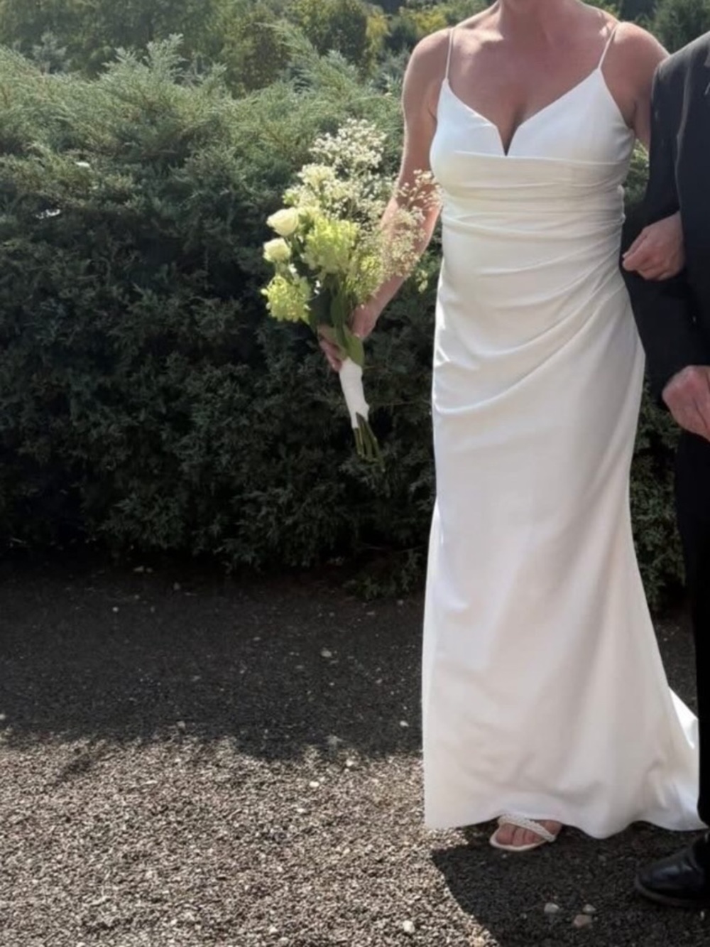 Elegant White Spaghetti-Strap Bridal Gown